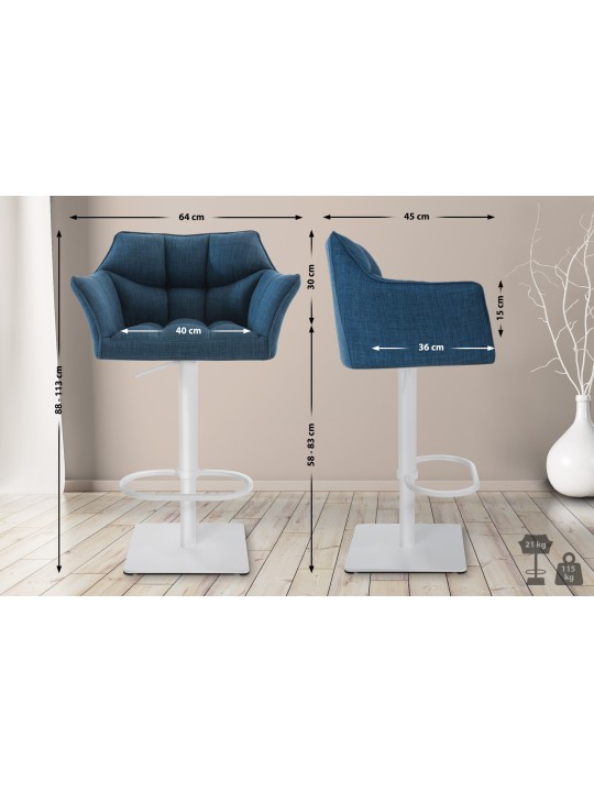 Barstol Damaso W stof, blå Barstol Damaso W stof, blå