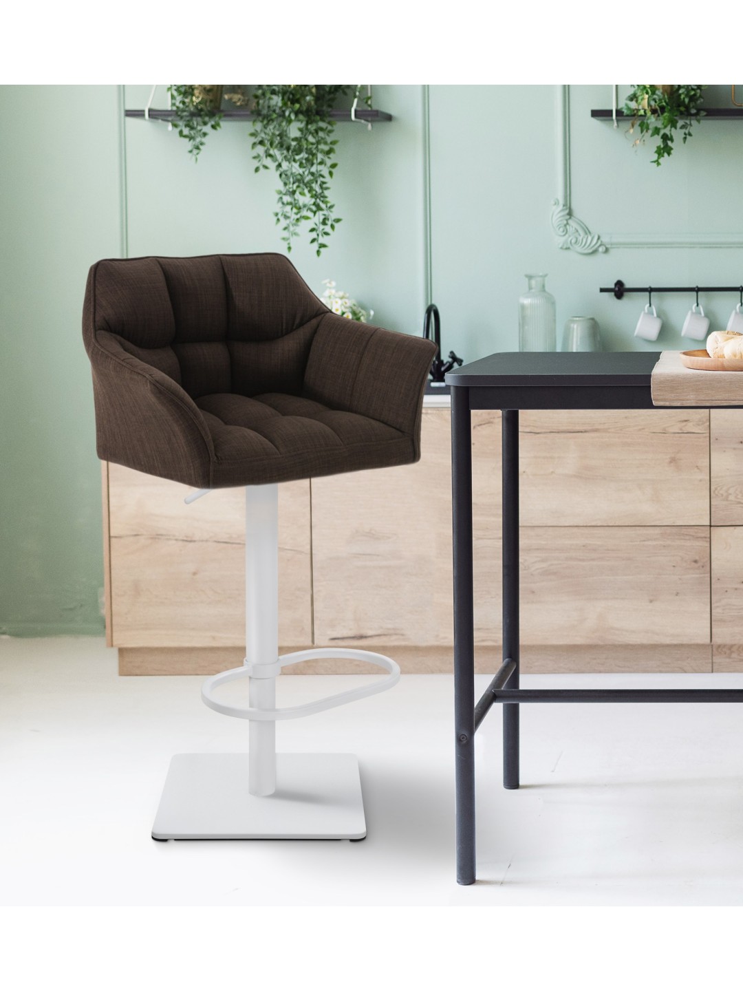 Barstol Damaso W stof, brun