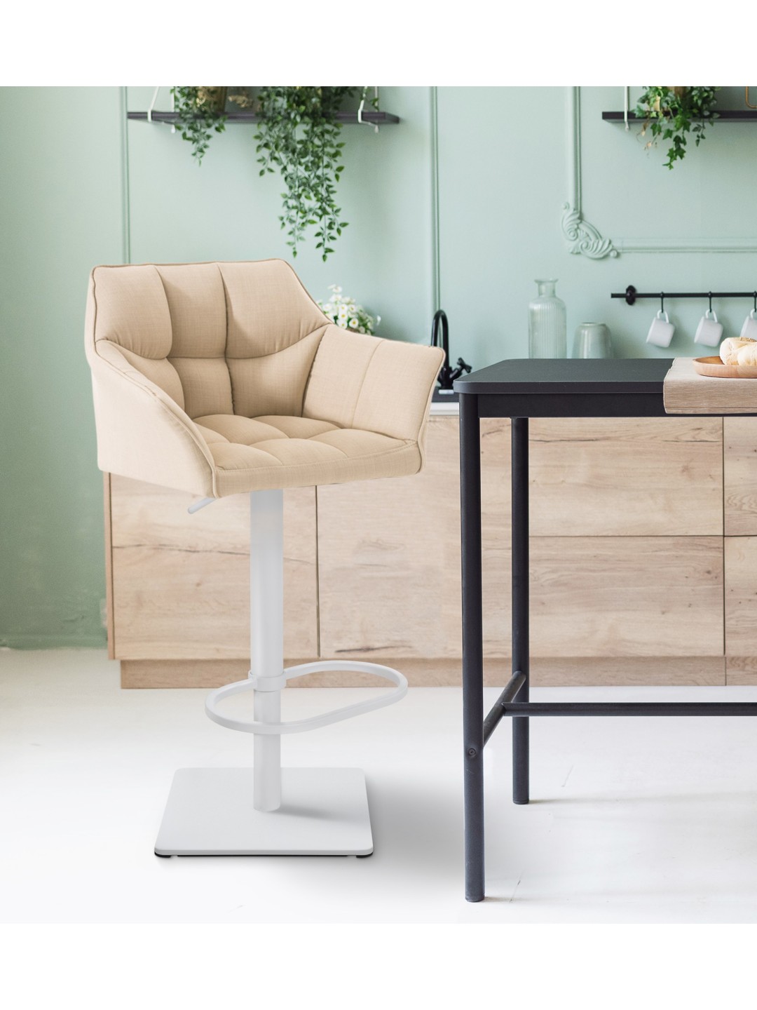 Barstol Damaso W stof, creme