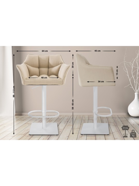 Barstol Damaso W stof, creme Barstol Damaso W stof, creme