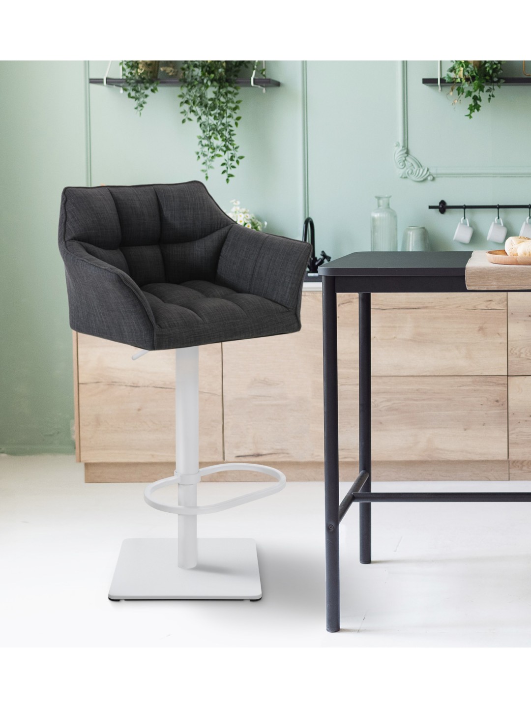 Barstol Damaso W stof, mørkegrå