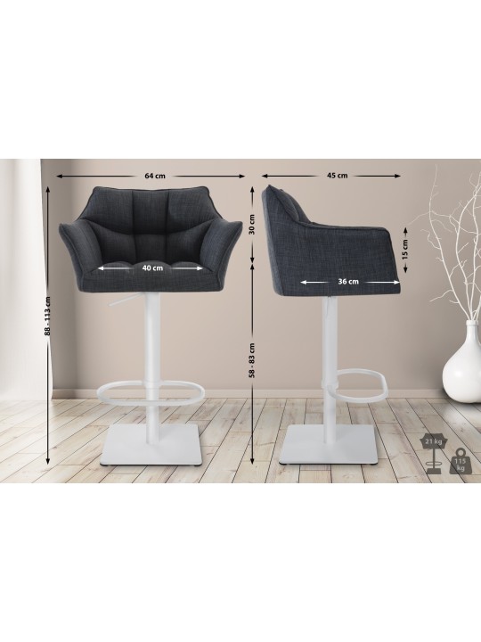 Barstol Damaso W stof, mørkegrå