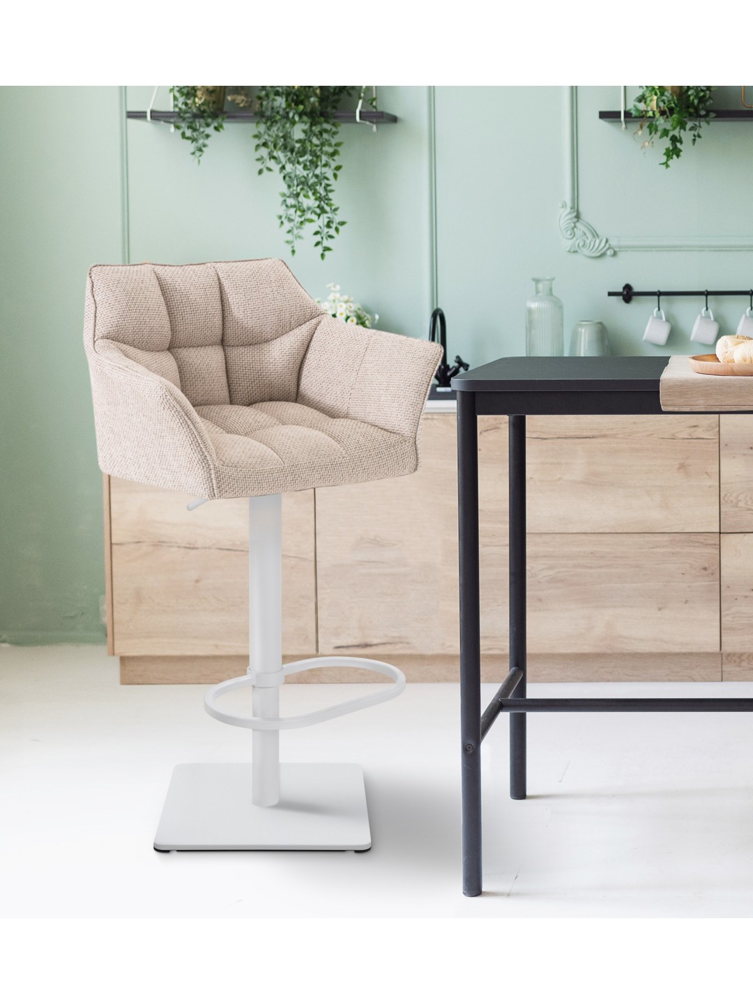 Barstol Damaso W stof, elfenben