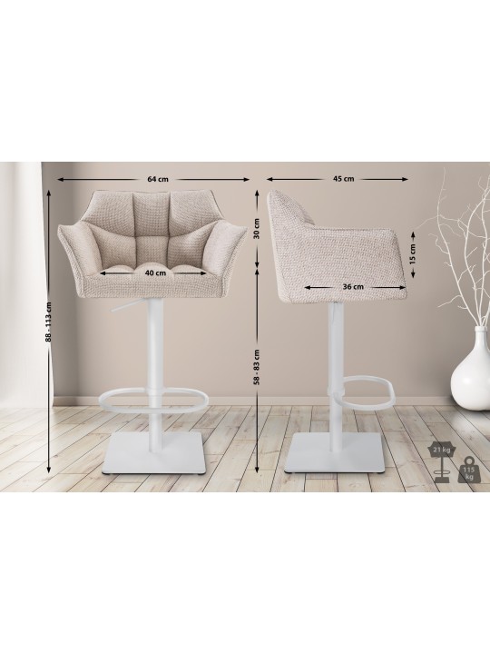 Barstol Damaso W stof, elfenben