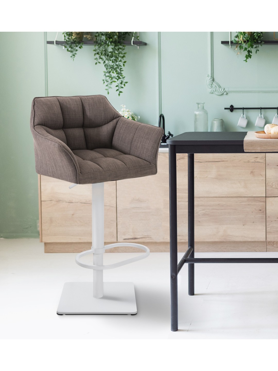 Barstol Damaso W stof, grå