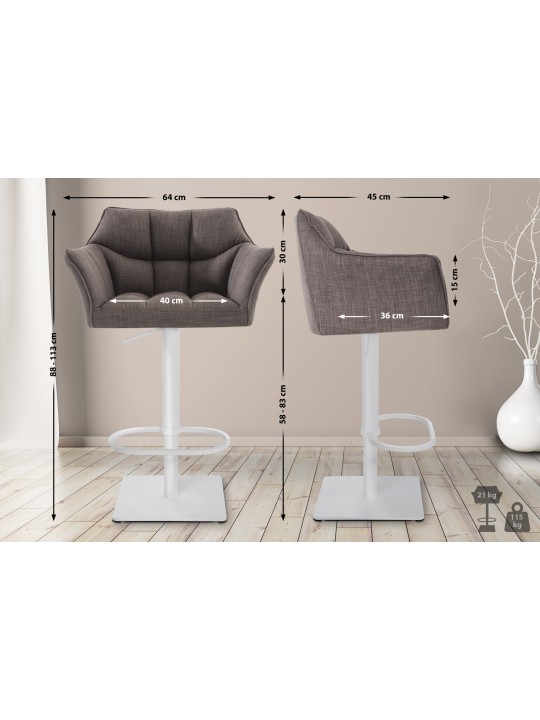 Barstol Damaso W stof, grå