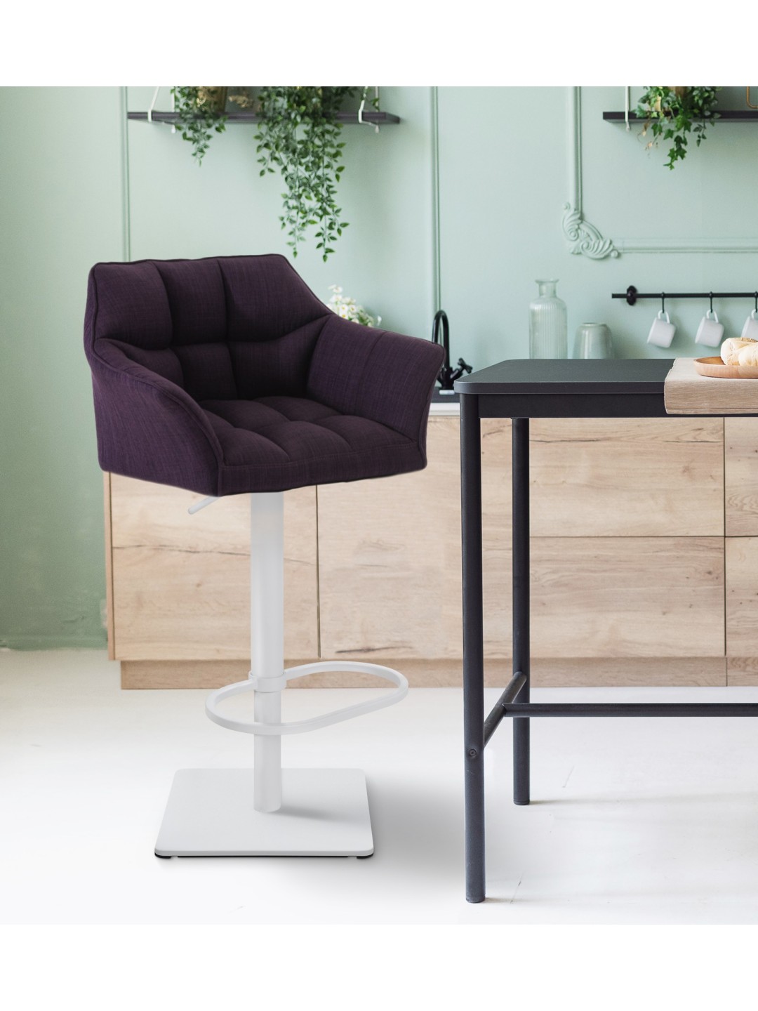 Barstol Damaso W stof, lilla