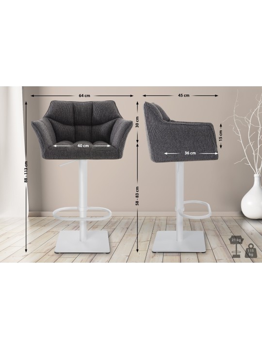 Barstol Damaso W stof, titangrå