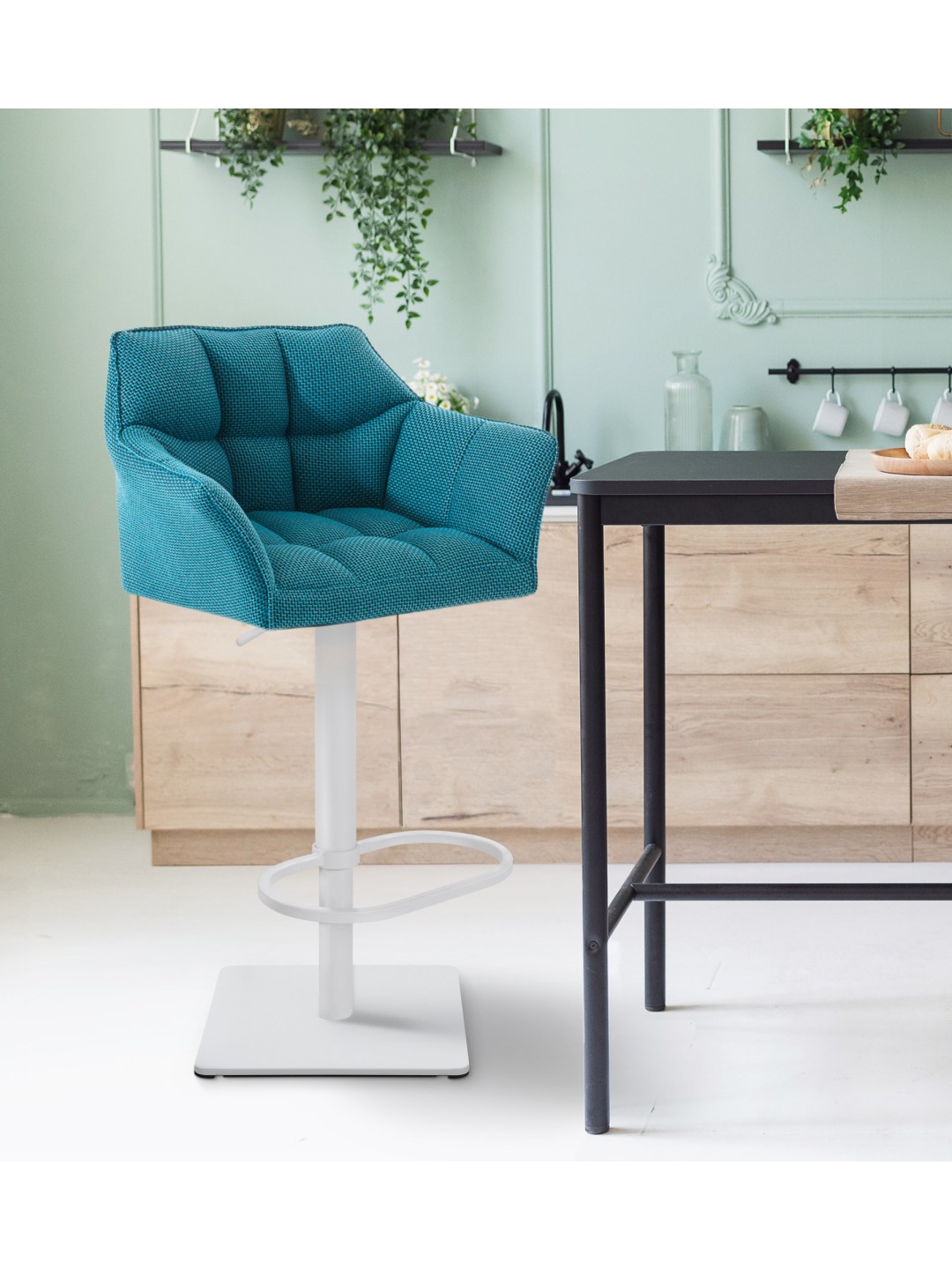 Barstol Damaso W stof, turkis