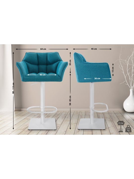 Barstol Damaso W stof, turkis