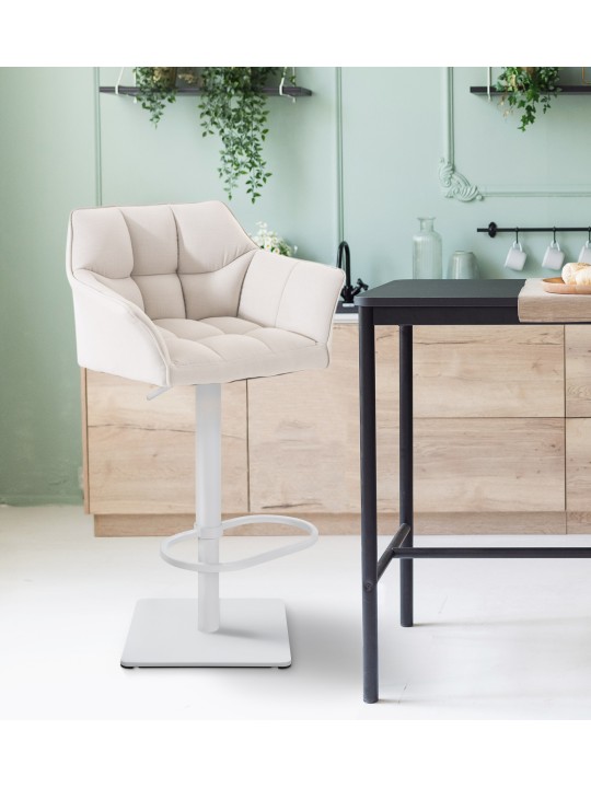 Barstol Damaso W stof, hvid