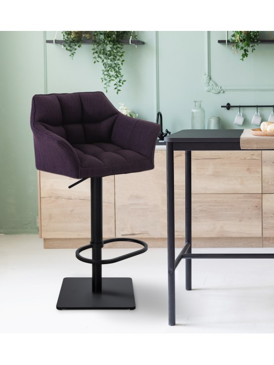 Sæt med 2 barstole Damaso stof, lilla