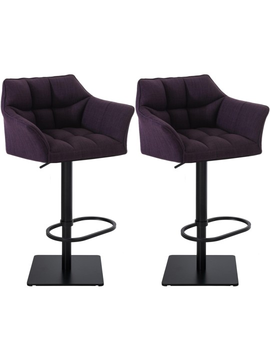 Sæt med 2 barstole Damaso stof, lilla