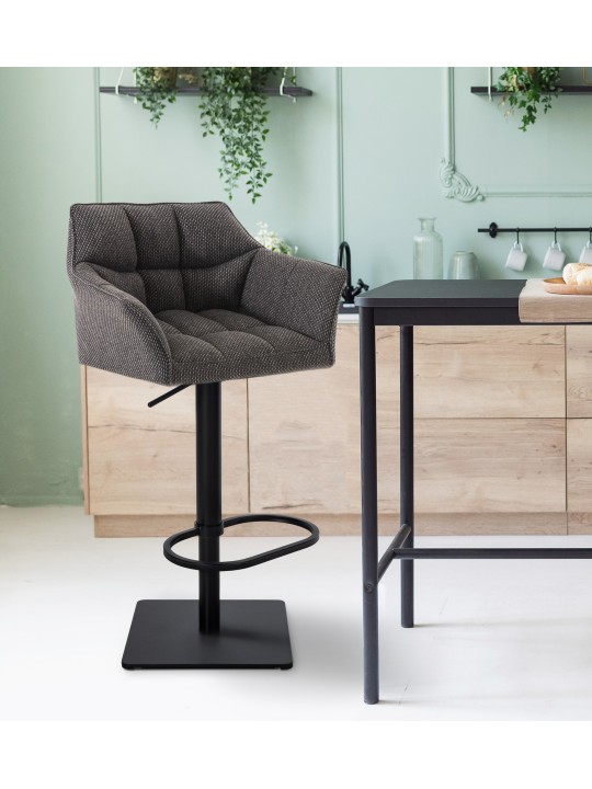 Sæt med 2 barstole Damaso stof, titangrå Sæt med 2 barstole Damaso stof, titangrå