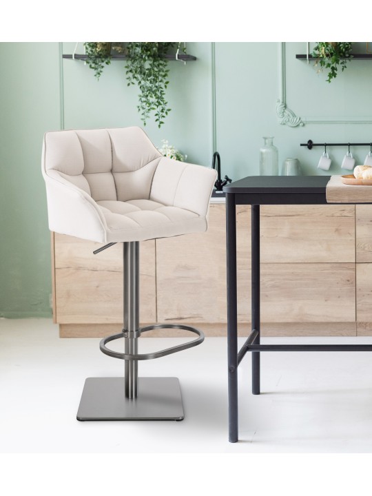 Sæt med 2 barstole Damaso stof rustfrit stål, hvid Sæt med 2 barstole Damaso stof rustfrit stål, hvid