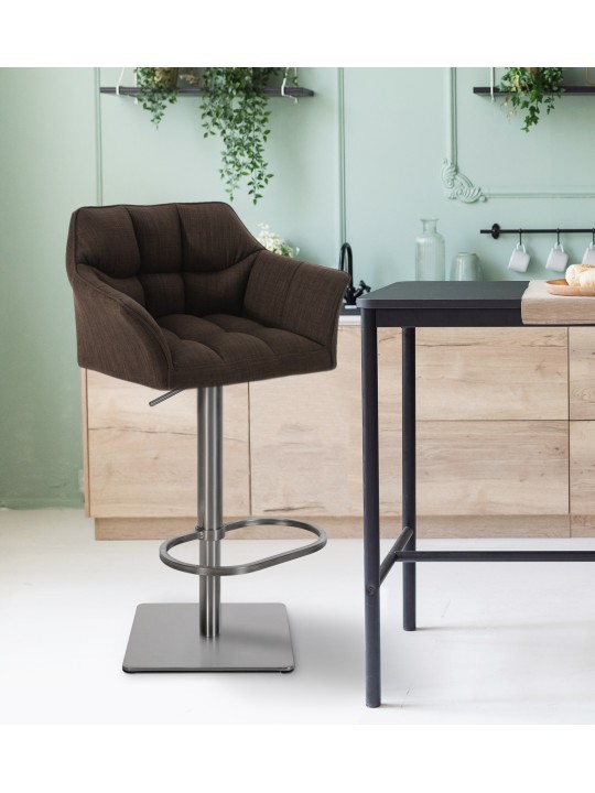 Sæt med 2 barstole Damaso stof rustfrit stål, brun Sæt med 2 barstole Damaso stof rustfrit stål, brun