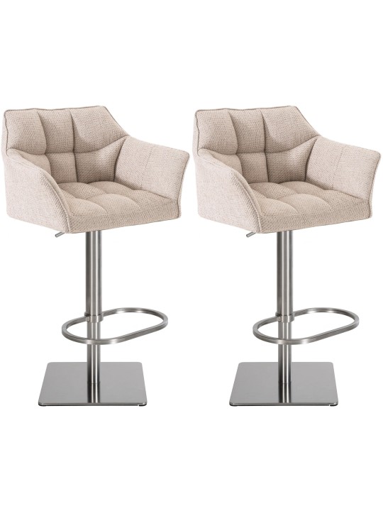 Sæt med 2 barstole Damaso stof rustfrit stål, elfenben Sæt med 2 barstole Damaso stof rustfrit stål, elfenben