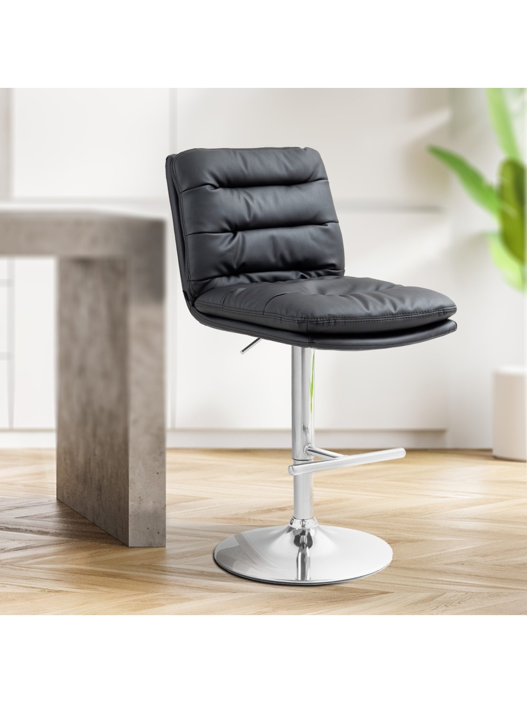 Barstol Damar kunstlæder krom, sort