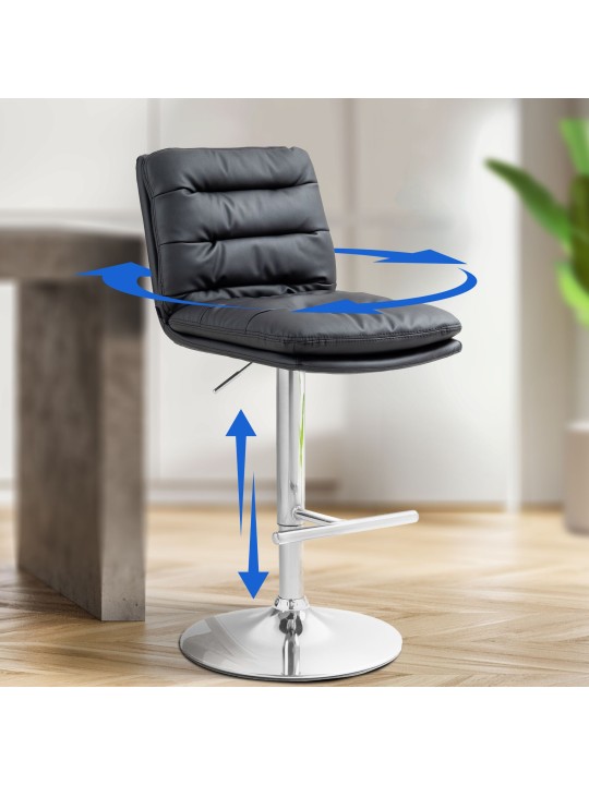 Barstol Damar kunstlæder krom, sort Barstol Damar kunstlæder krom, sort