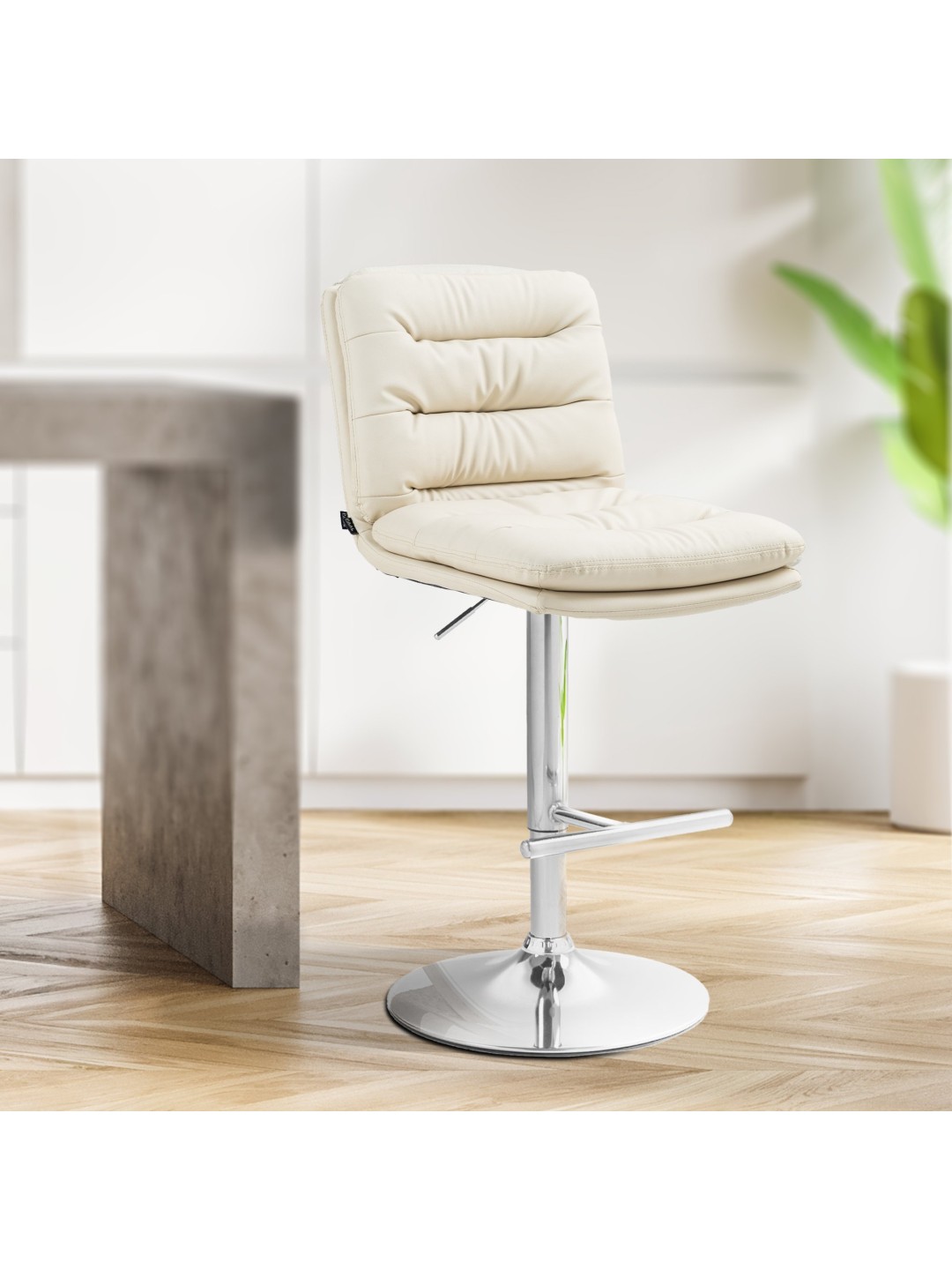 Barstol Damar kunstlæder krom, creme