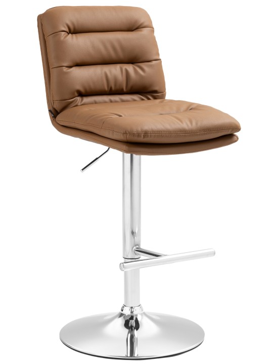 Barstol Damar kunstlæder krom, lysebrun Barstol Damar kunstlæder krom, lysebrun