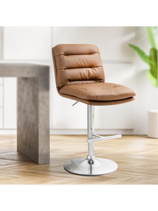 Barstol Damar kunstlæder krom, lysebrun Barstol Damar kunstlæder krom, lysebrun