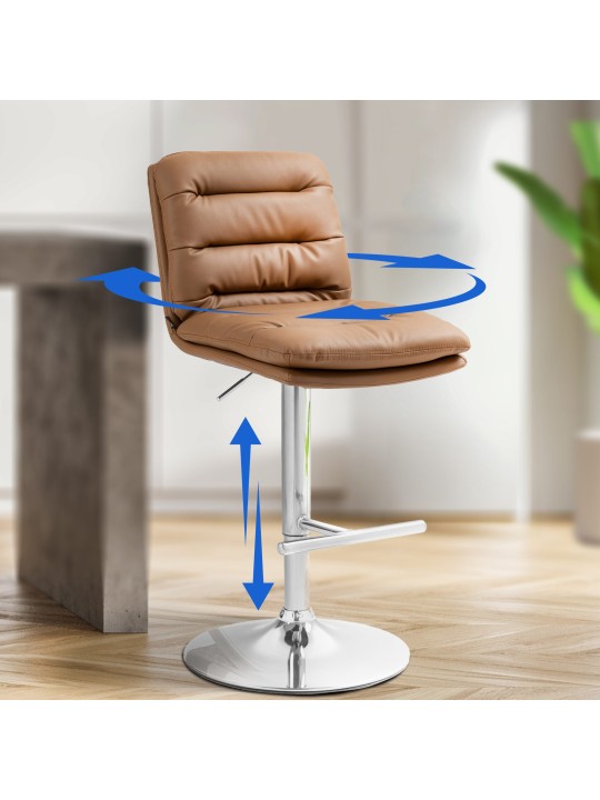Barstol Damar kunstlæder krom, lysebrun Barstol Damar kunstlæder krom, lysebrun