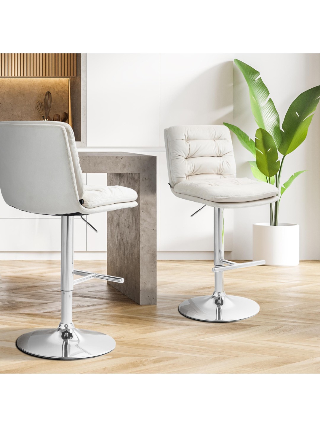 Barstol Damar fløjlskrom, creme