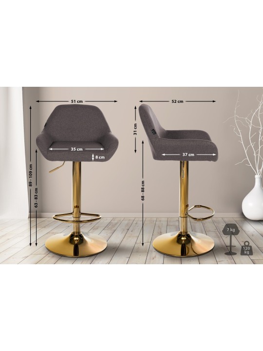 Barstol Braga Guld stof, mørkegrå Barstol Braga Guld stof, mørkegrå