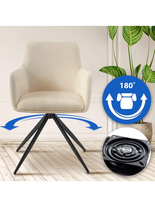 Olema spisestuestol i fløjl, creme