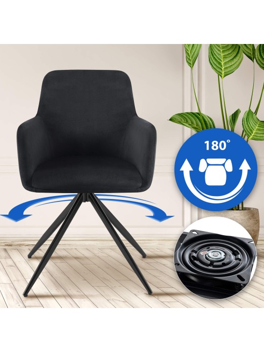 Olema spisestuestol i fløjl, sort