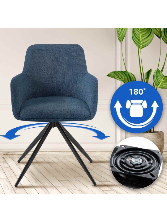 Spisestuestol Olema stof, blå