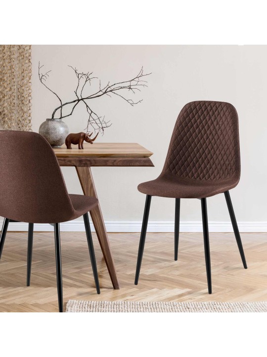 Sæt med 4 stole Giverny stof, brun