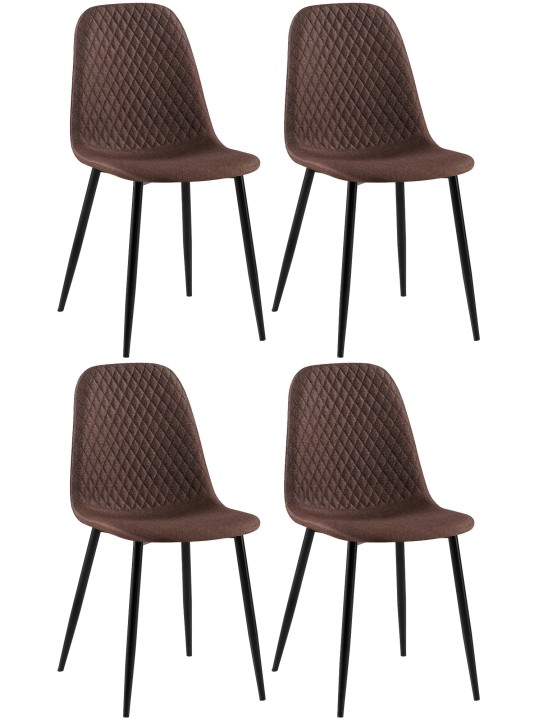Sæt med 4 stole Giverny stof, brun