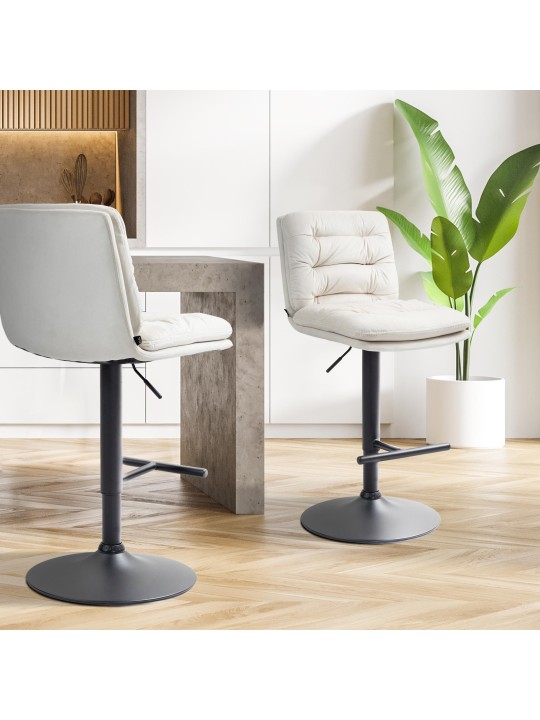 Sæt med 2 barstole Damar velvet, creme