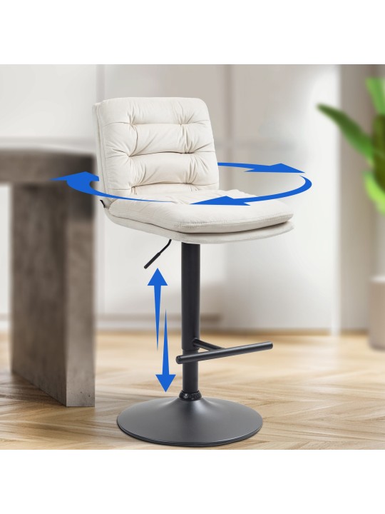 Sæt med 2 barstole Damar velvet, creme