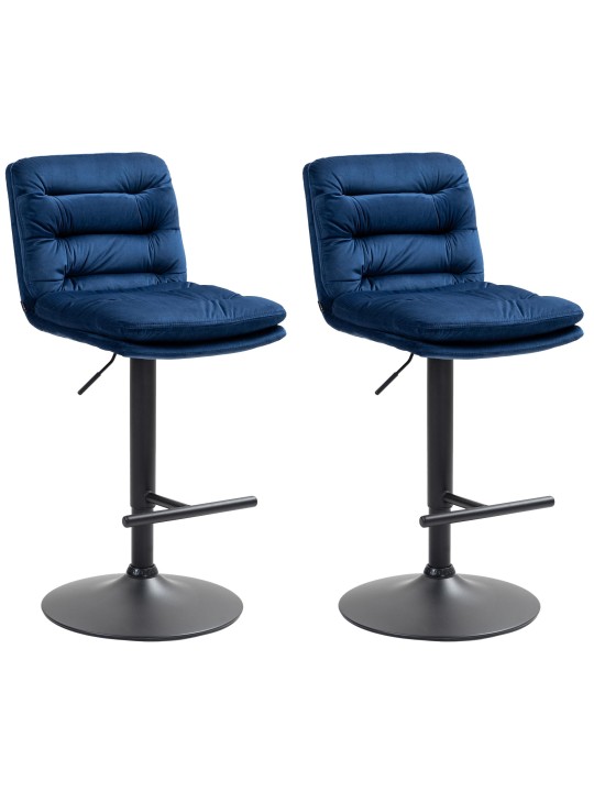Sæt med 2 barstole Damar velvet, blå Sæt med 2 barstole Damar velvet, blå