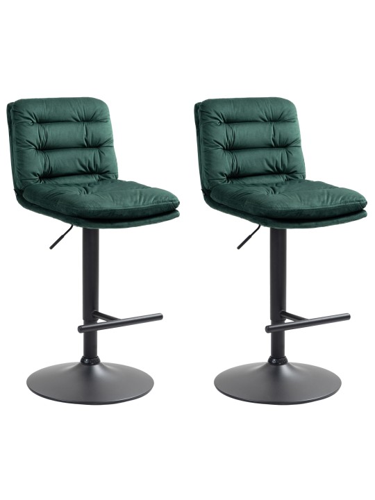 Sæt med 2 barstole Damar velvet, grøn