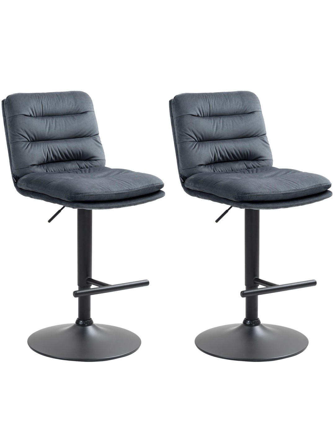 Sæt med 2 barstole Damar velvet, mørkegrå