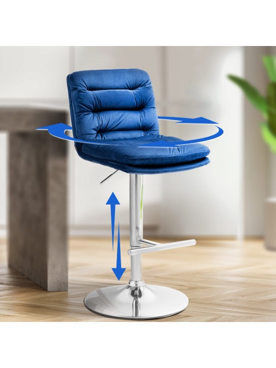 Sæt med 2 barstole Damar fløjlskrom, blå