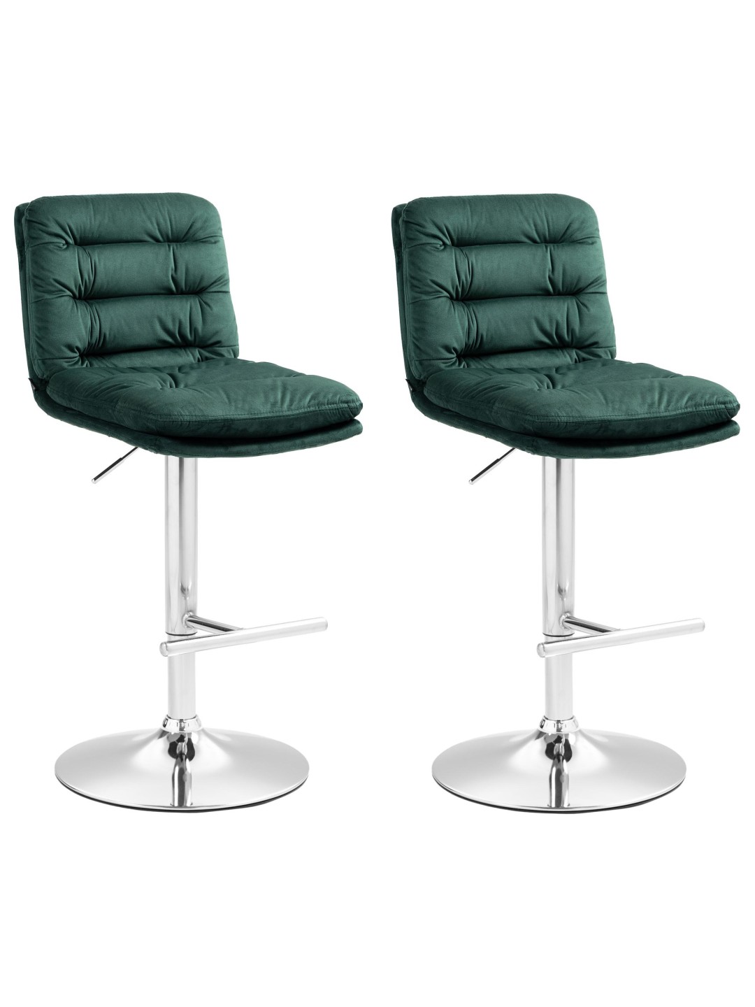 Sæt med 2 barstole Damar fløjlskrom, grøn