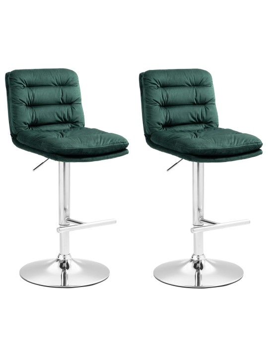 Sæt med 2 barstole Damar fløjlskrom, grøn