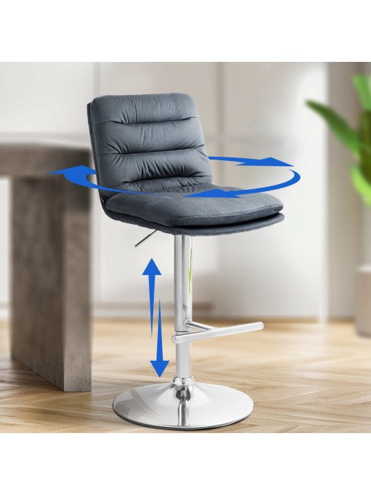 Sæt med 2 barstole Damar fløjlskrom, mørkegrå