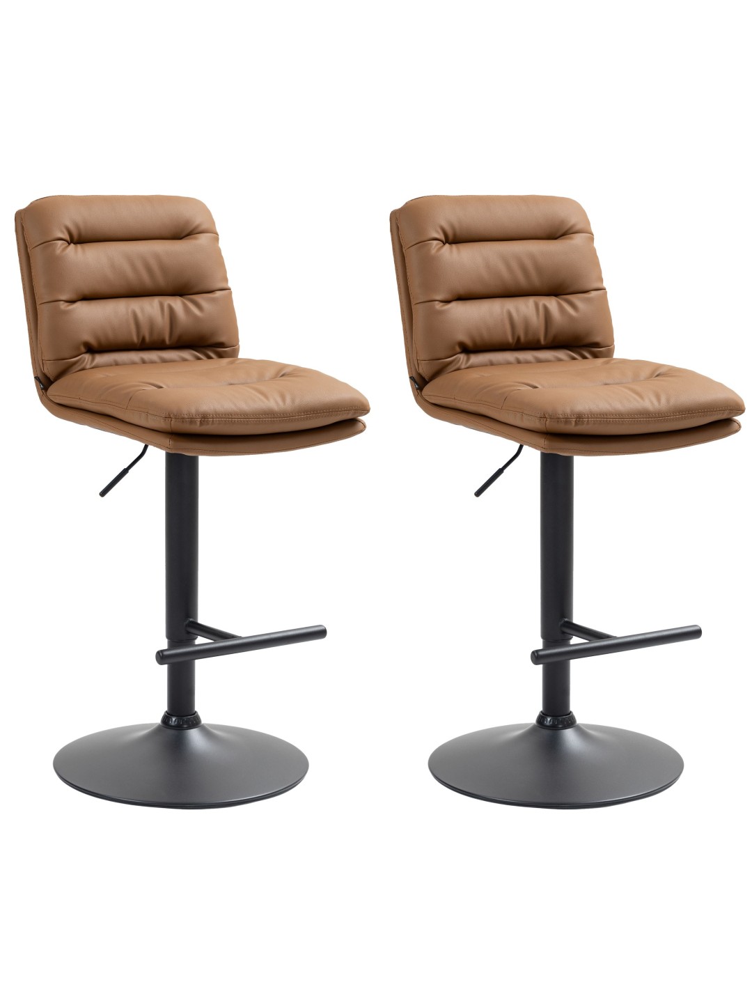 Sæt med 2 barstole Damar imiteret læder, lysebrun