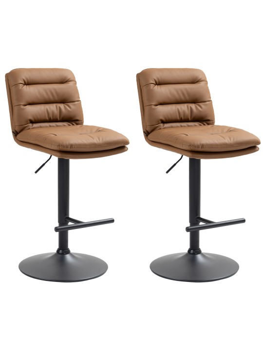 Sæt med 2 barstole Damar imiteret læder, lysebrun
