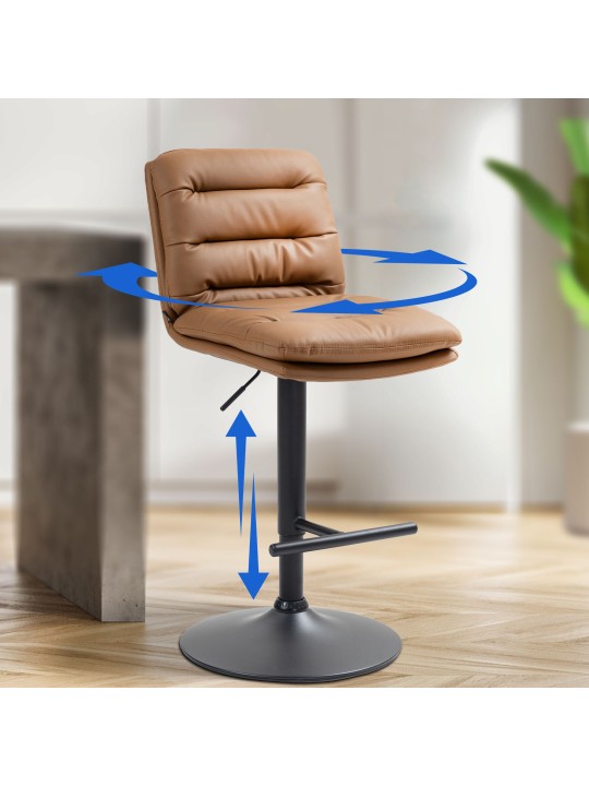 Sæt med 2 barstole Damar imiteret læder, lysebrun