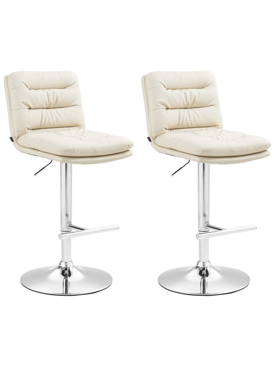 Sæt med 2 barstole Damar imiteret læder krom, creme