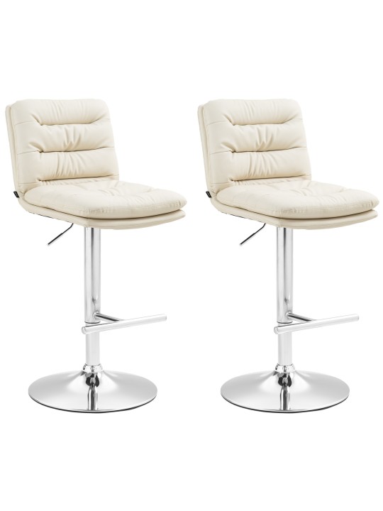 Sæt med 2 barstole Damar imiteret læder krom, creme
