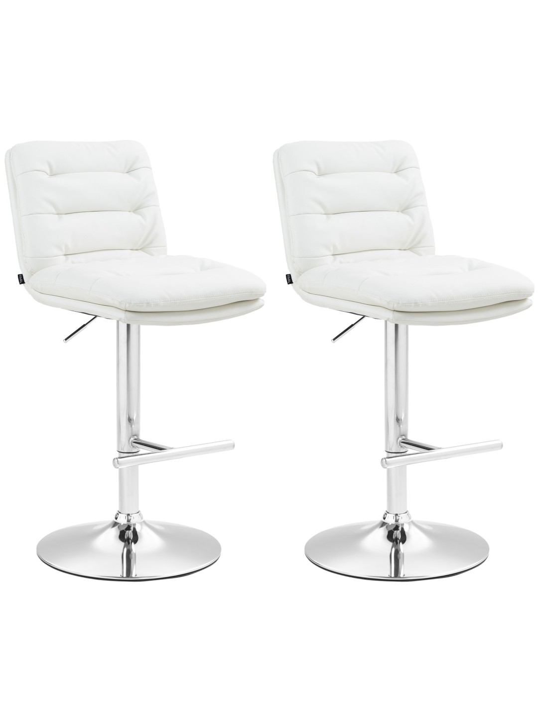 Sæt med 2 barstole Damar imiteret læder krom, hvid
