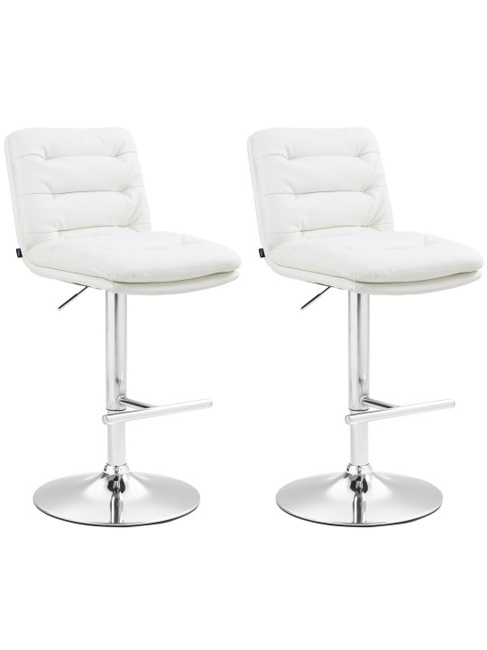 Sæt med 2 barstole Damar imiteret læder krom, hvid